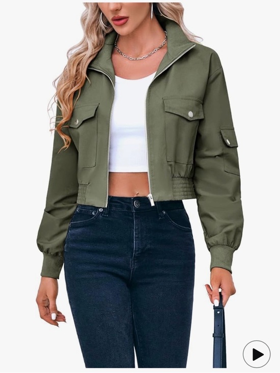 Jackets & Blazers - Women's Olive Cropped Utility Jacket